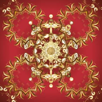 Elements with brown and red colors. Retro textile collection. Simple Christmas s Stock Illustration