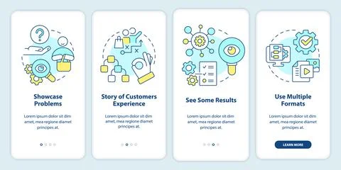Elements of case study onboarding mobile app screen 库存插图