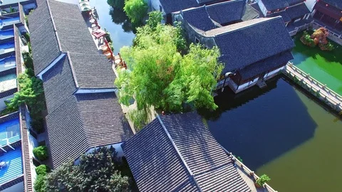 Elements Of China-4K Aerial View Of Jiaxing Ancient Water Town,Zhejiang,China. Video stock 126255490