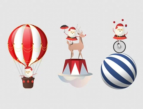 Elements christmas 2d animation. Santa claus, reindeer, transparent background Stock Footage 167108308