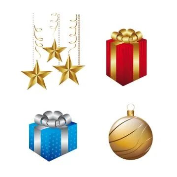 Elements christmas isolated over white background. vector illustration Ilustração Stock