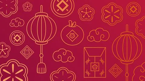 Elements collection background for chinese new year celebration. Stock Illustration