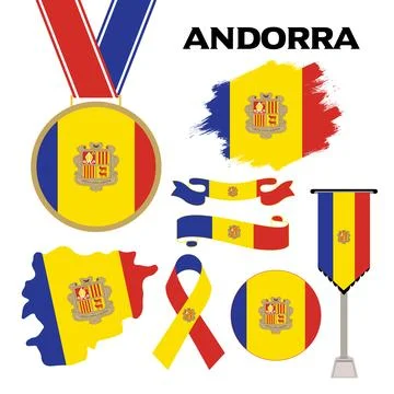 Elements Collection With The Flag of Andorra Design Template Illustrazione stock
