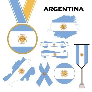 Elements Collection With The Flag of Argentina Design Template Stock Illustration