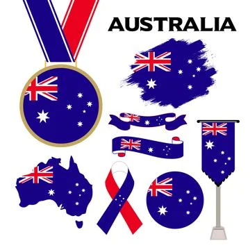 Elements Collection With The Flag of Australia Design Template Stock Illustration