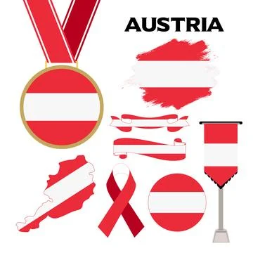 Elements Collection With The Flag of Austria Design Template Stock Illustration