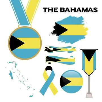 Elements Collection With The Flag of The Bahamas Design Template Stock Illustration