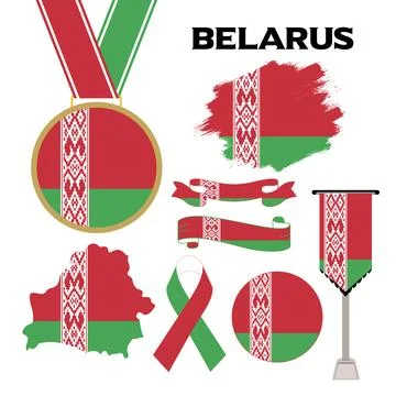 Elements Collection With The Flag of Belarus Design Template Stock Illustration