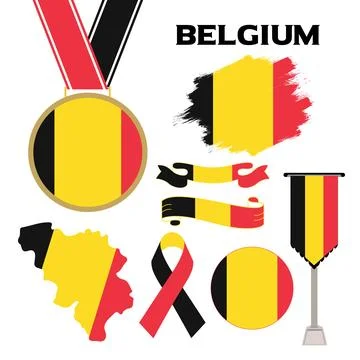 Elements Collection With The Flag of Belgium Design Template Stock Illustration