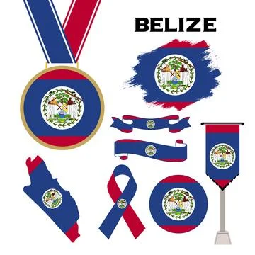 Elements Collection With The Flag of Belize Design Template Illustrazione stock