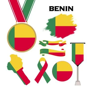 Elements Collection With The Flag of Benin Design Template Illustrazione stock