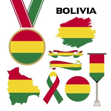 Elements Collection With The Flag of Bolivia Design Template Stock Illustration