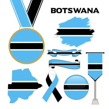 Elements Collection With The Flag of Botswana Design Template Stock Illustration