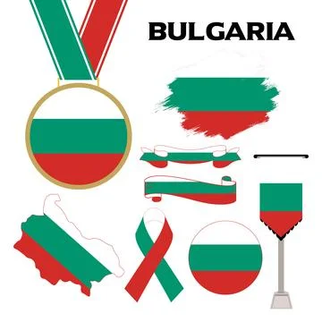 Elements Collection With The Flag of Bulgaria Design Template 스톡 일러스트