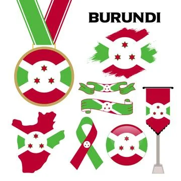 Elements Collection With The Flag of Burundi Design Template Stock Illustration