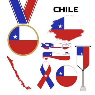 Elements Collection With The Flag of Chile Design Template Stock Illustration