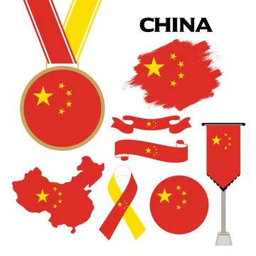 Elements Collection With The Flag of China Design Template Stock Illustration