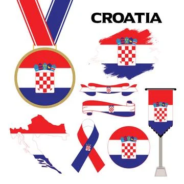 Elements Collection With The Flag of Croatia Design Template Stock Illustration