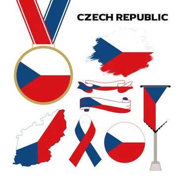 Elements Collection With The Flag of Czech Republic Design Template Stock Illustration