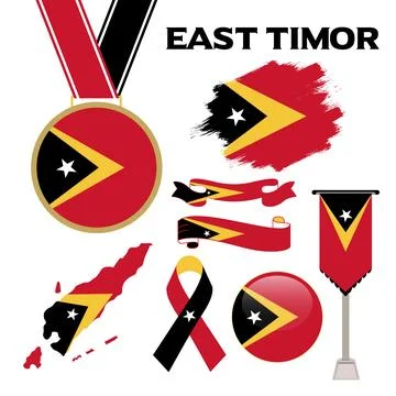 Elements Collection With The Flag of East Timor Design Template Stock Illustration