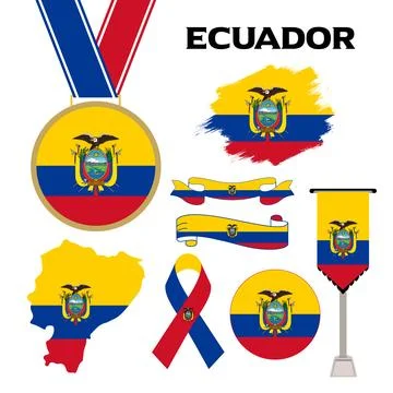 Elements Collection With The Flag of Ecuador Design Template Stock Illustration