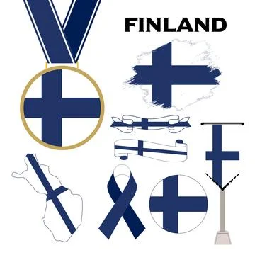 Elements Collection With The Flag of Finland Design Template Stock Illustration