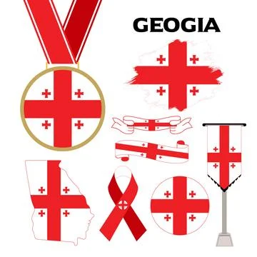 Elements Collection With The Flag of Georgia Design Template Stock Illustration