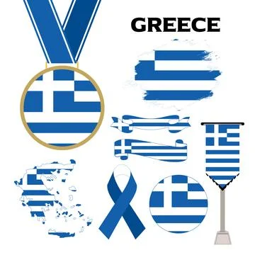Elements Collection With The Flag of Greece Design Template Stock Illustration