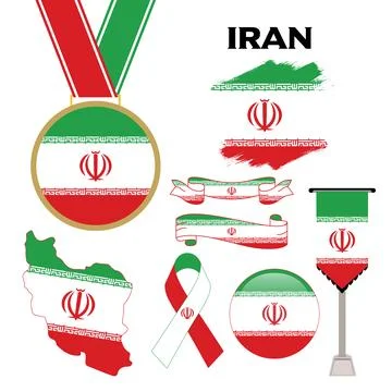 Elements Collection With The Flag of Iran Design Template Stock Illustration