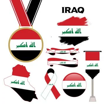 Elements Collection With The Flag of Iraq Design Template Stock Illustration