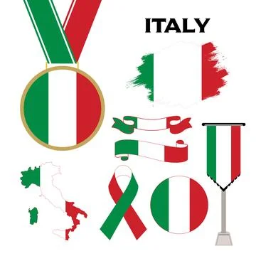 Elements Collection With The Flag of Italy Design Template Stock Illustration