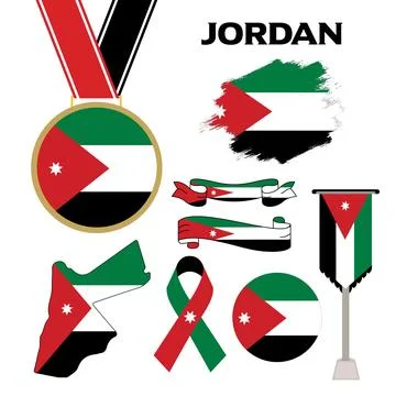 Elements Collection With The Flag of Jordan Design Template Stock Illustration