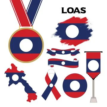 Elements Collection With The Flag of Laos Design Template Stock Illustration