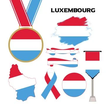 Elements Collection With The Flag of Luxembourg Design Template Stock Illustration