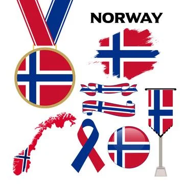 Elements Collection With The Flag of Norway Design Template Stock Illustration