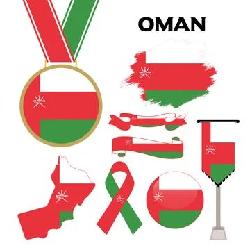 Elements Collection With The Flag of Oman Design Template Stock Illustration