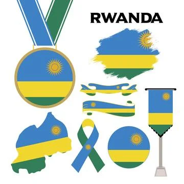 Elements Collection With The Flag of Rwanda Design Template Illustrazione stock