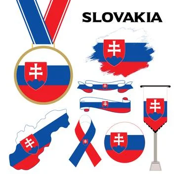 Elements Collection With The Flag of Slovakia Design Template Stock Illustration