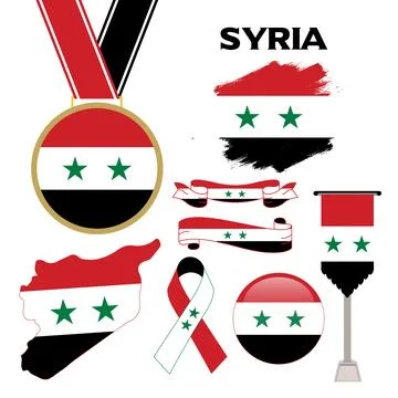 Elements Collection With The Flag of Syria Design Template Stock Illustration