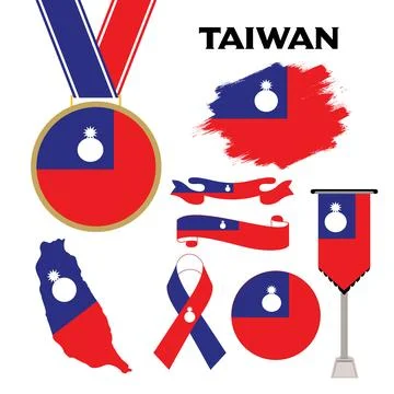 Elements Collection With The Flag of Taiwan Design Template Stock Illustration