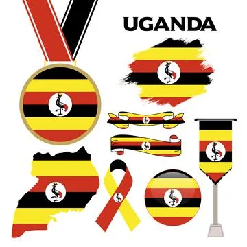 Elements Collection With The Flag of Uganda Design Template Stock Illustration
