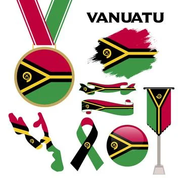 Elements Collection With The Flag of Vanuatu Design Template Stock Illustration