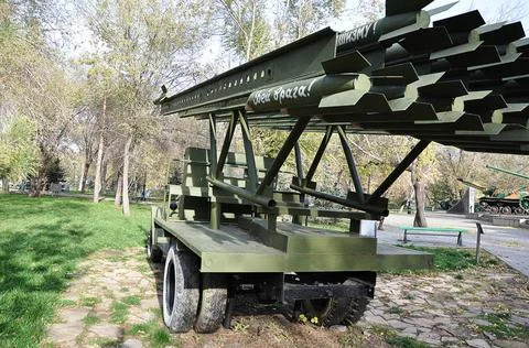  Elements of combat vehicle KATYUSHA Elements of a KATYUSHA rocket artille... Foto stock