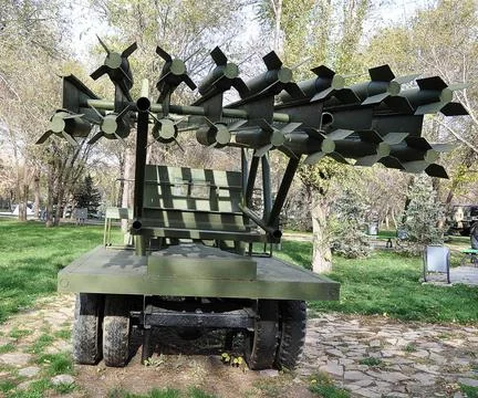  Elements of combat vehicle KATYUSHA Elements of a KATYUSHA rocket artille... Foto stock