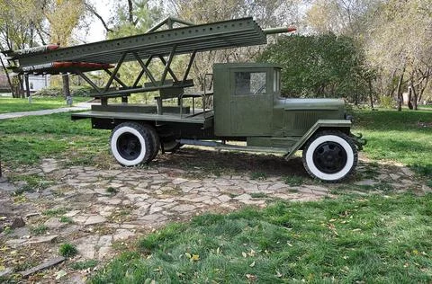  Elements of combat vehicle KATYUSHA Elements of a KATYUSHA rocket artille... Foto stock