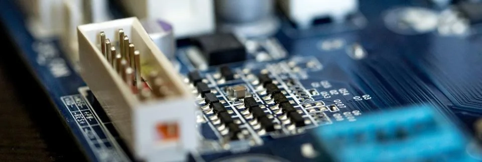 Elements of computer boards in close-up Stock Photos