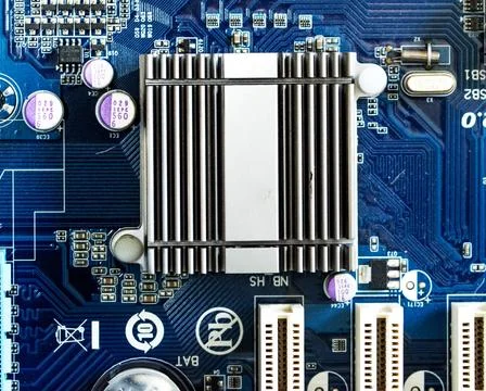 Elements of computer boards in close-up Stock Photos