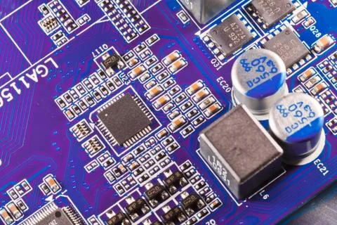 Elements of computer motherboard Stock Photos