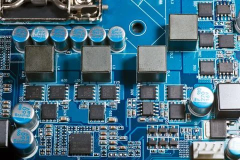 Elements of computer motherboard Stock Photos