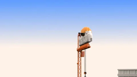 Elements of construction, Construction of a residential microdistrict in the Stock Footage 87290641